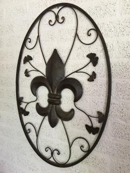 Metalen wandornament - Franse lelie - bruin - rustiek